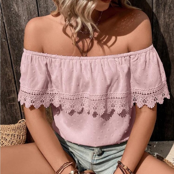 NWOT Shein Pink Off Shoulder Top Sz XL - Picture 2 of 3